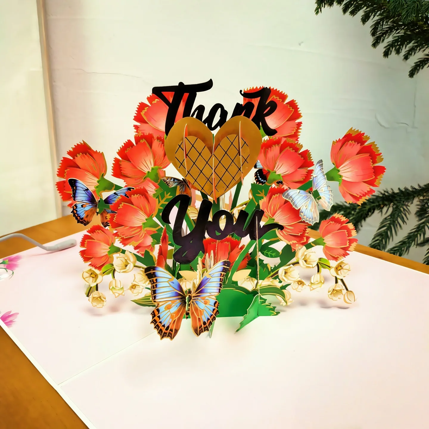 

2025 Teacher's Day 3D Greeting Card Creative Bouquet Flowers Tulips Gratitude Blessing Bouncing Card for Teachers