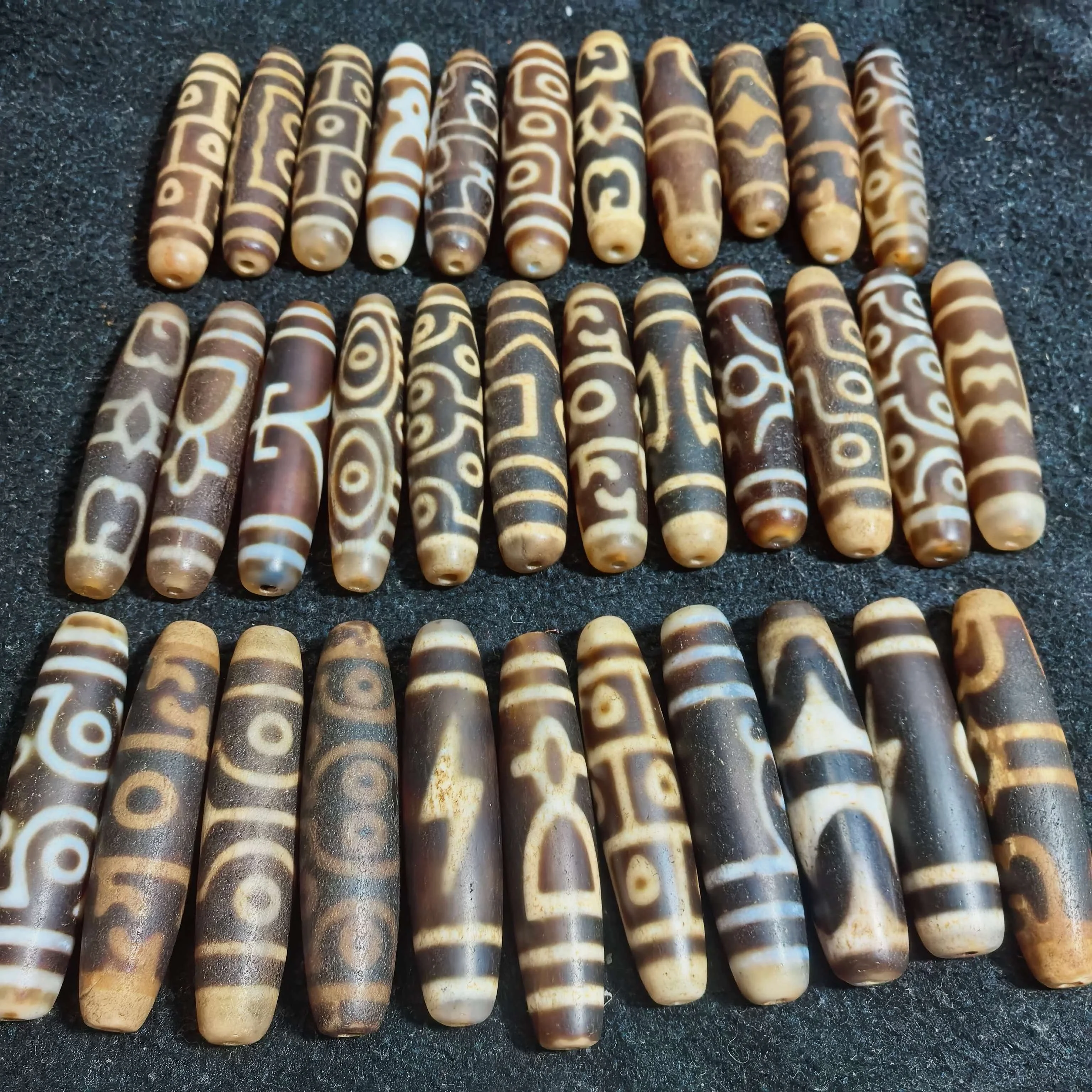 Old Beads 50pcs/lots Fine Pendants 14*59mm Natural Agate Stone Different Patterns DIY Jewelry