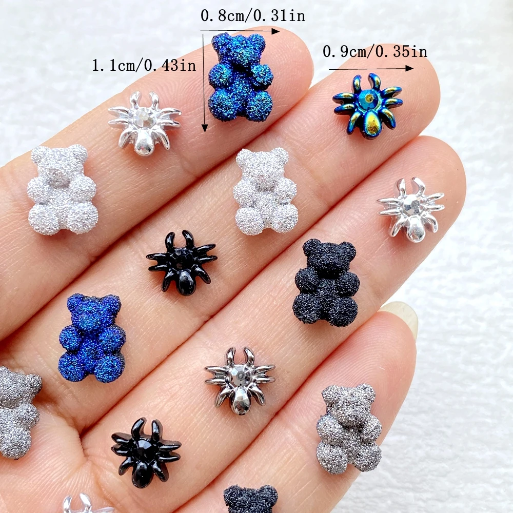 50pcs Resin Cute Mini Cartoon Little Bear, Spider Series Art Nail Flat back DIY Scrapbook Decor Jewelry Crafts Accessories