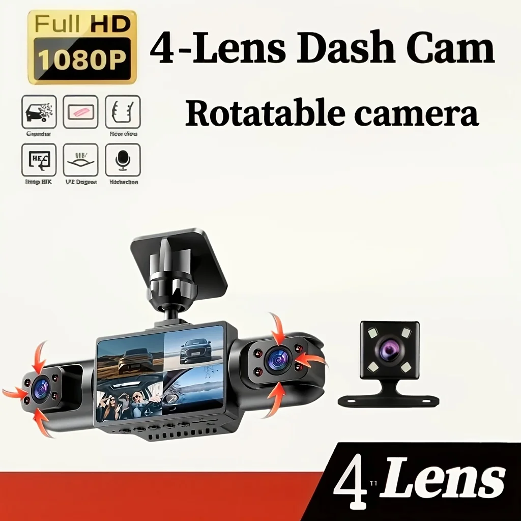 4-Channel 360° All-Round Monitoring, 1080P IR Night Vision, 24H Parking Surveillance, G-Sensor Emergency Lock, Universal for All