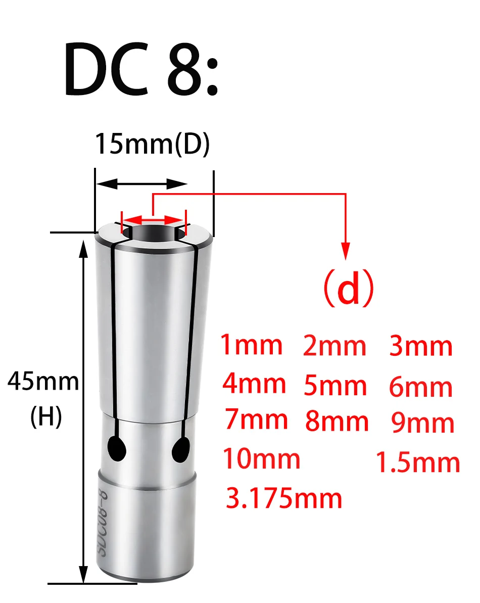 OUIO DC4 DC6 DC8 DC12 Chuck Collet Pull Back Collet High Precision 0.003mm Dc Collet CNC Lathe Turning Tool Holder Spindle