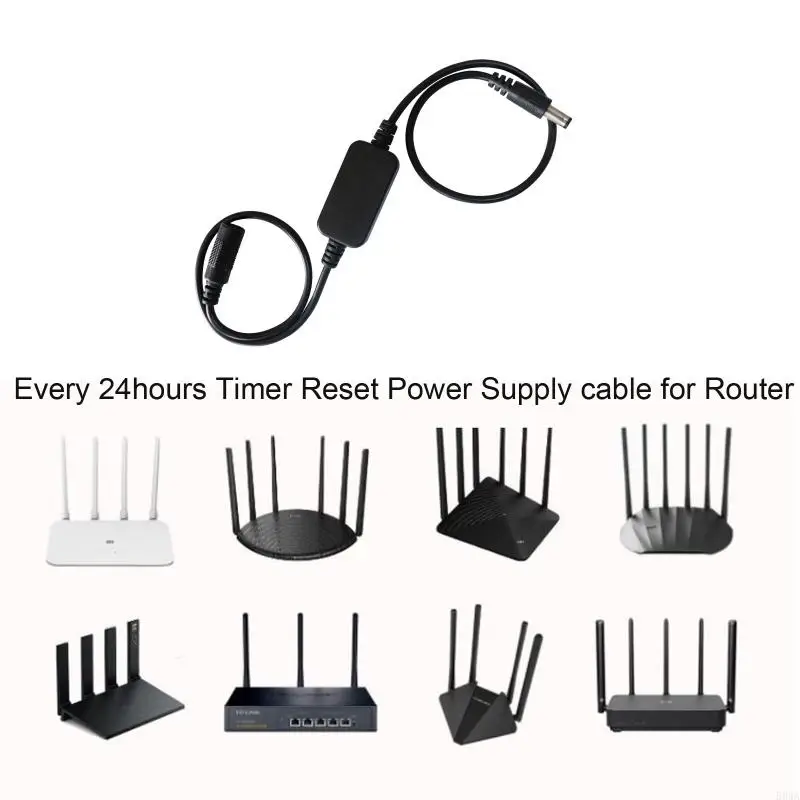 594A 60cm Routing Rebooter 5V 9V 12V Automatic Reset Cable for 5.5x2.1mm Devices