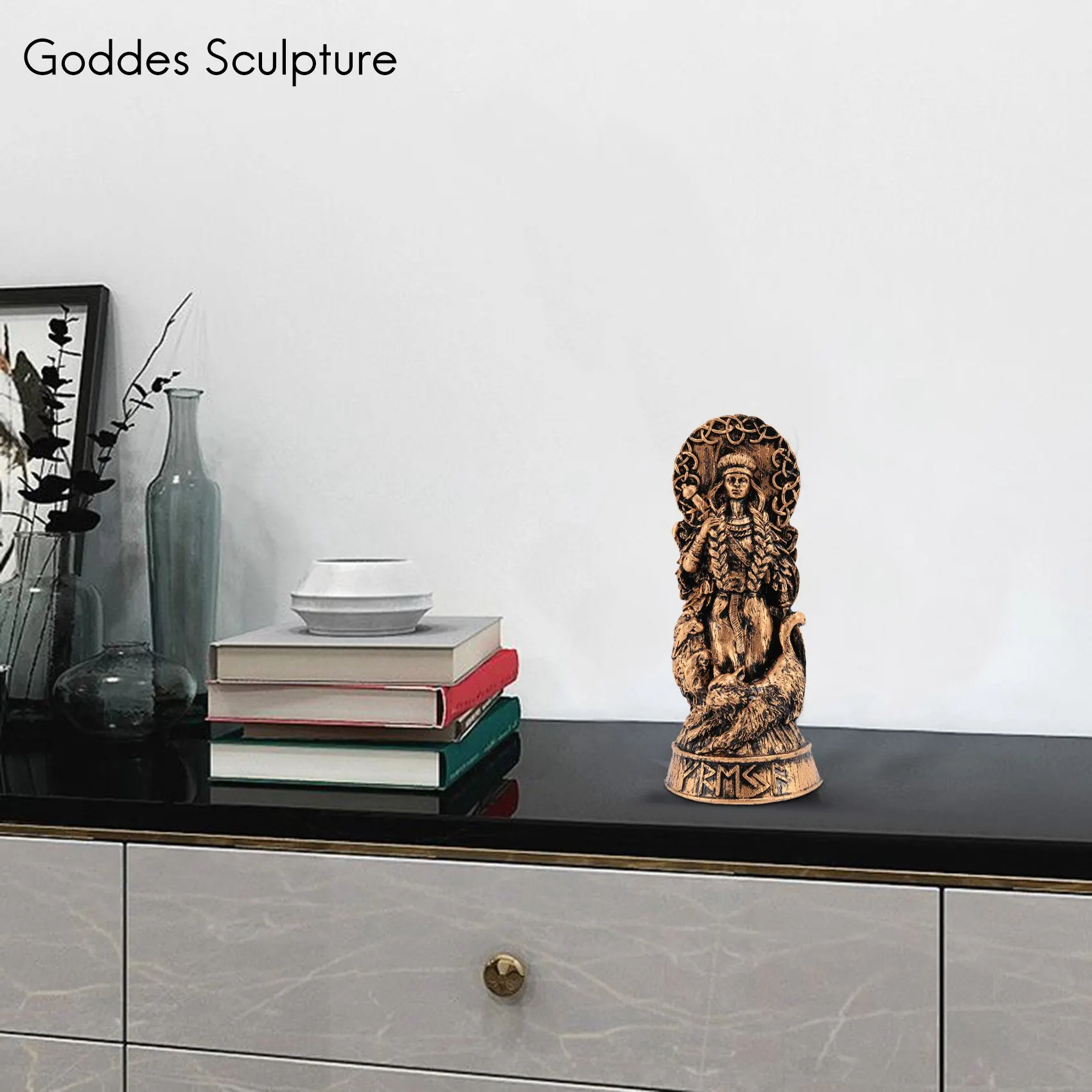 ELEG-Freyja Statue Freya Norse Gods Carving Altar Heathen Asatru Viking God Goddes Sculpture Scandinavian Pantheons