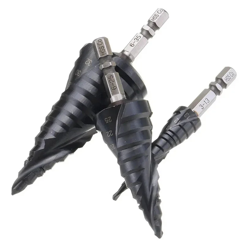 M35 Cobalt TiAlN HRC89 Coated Step Drill Bit 3-13/6-25/6-35mm 1/4 Inch Hex Shank Metal Drilling Hole Opener For Stainless Steel