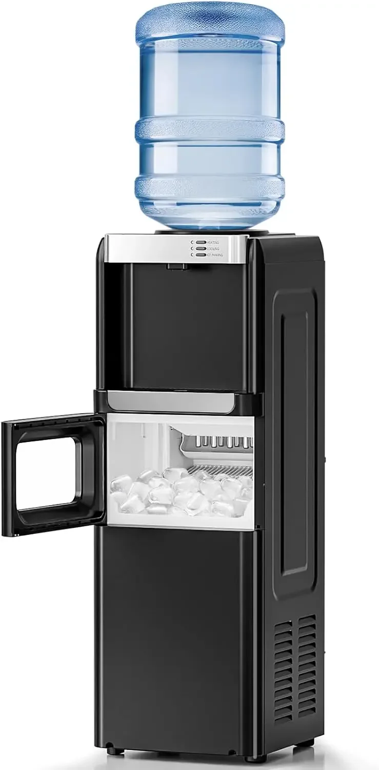 

Water Cooler Dispenser with Ice Maker for 2, 3 or 5 Gallon Bottles, 33Lbs Daily Ice Making, Child SafetyLock and Energy-Saving