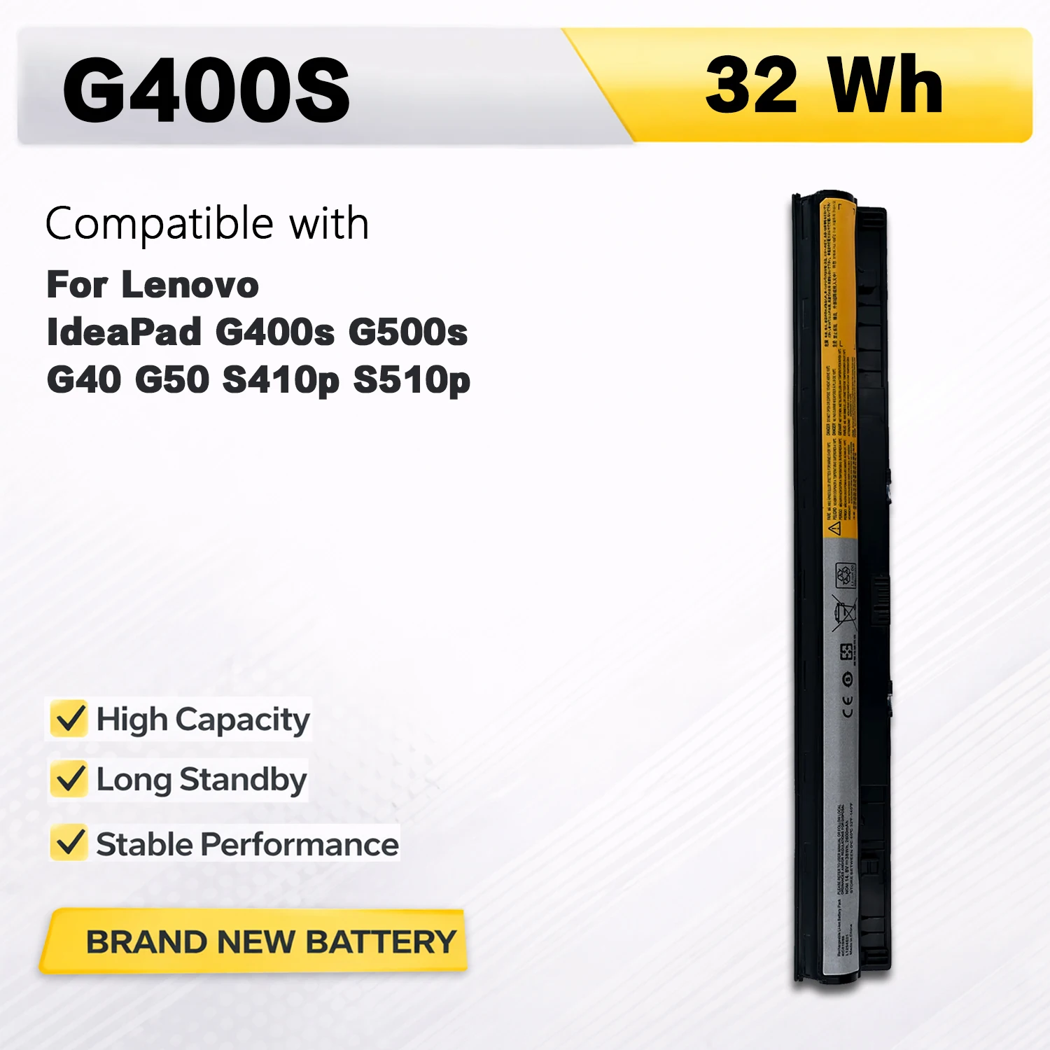 PowerHub G400S Battery 32Wh 14.8V For Lenovo IdeaPad G400s G500s G40 G50 S410p S510p L12L4A02 L12L4E01 L12M4A02 L12M4E01 2200mAh
