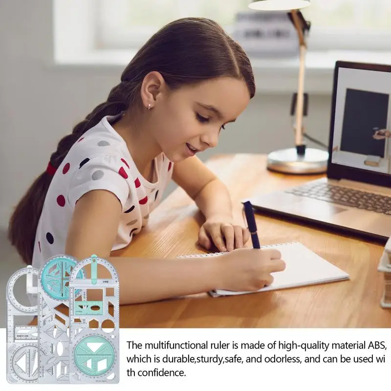 

Многофункциональная линейка для школы начальной школы, геометрическая линейка, треугольная линейка, компас, транспортир, набор измерительных инструментов