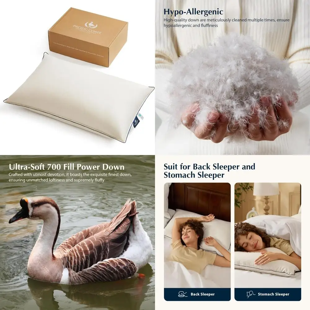 

Luxury Organic Cotton Down Pillows for Comfortable Sleep, Ideal for Stomach and Back Sleepers