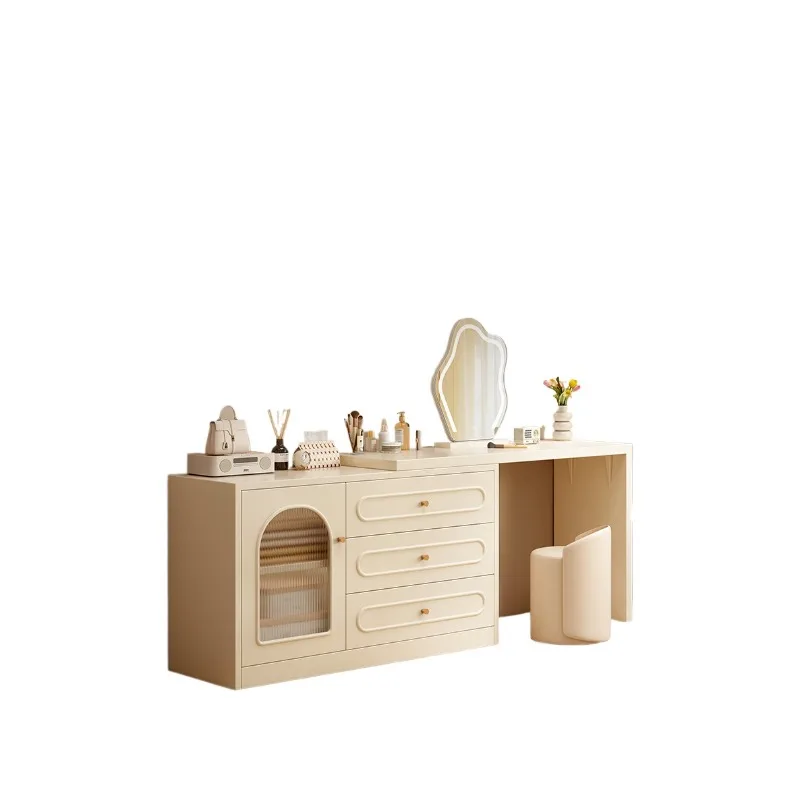 

Solid wood dresser chest integrated bedroom simple modern corner makeup table household cream style