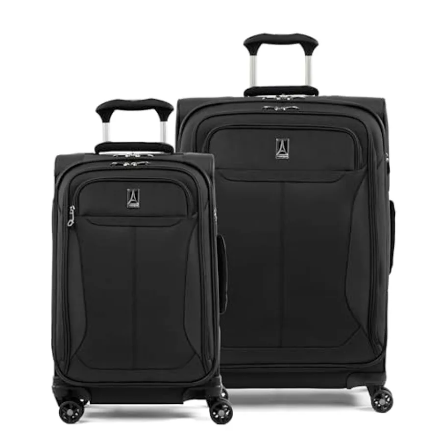 

Travelpro Tourlite Softside 2-Piece Set Expandable Luggage with 4 Spinner Wheels Lightweight Black Suitcase for Travel 21 Carry