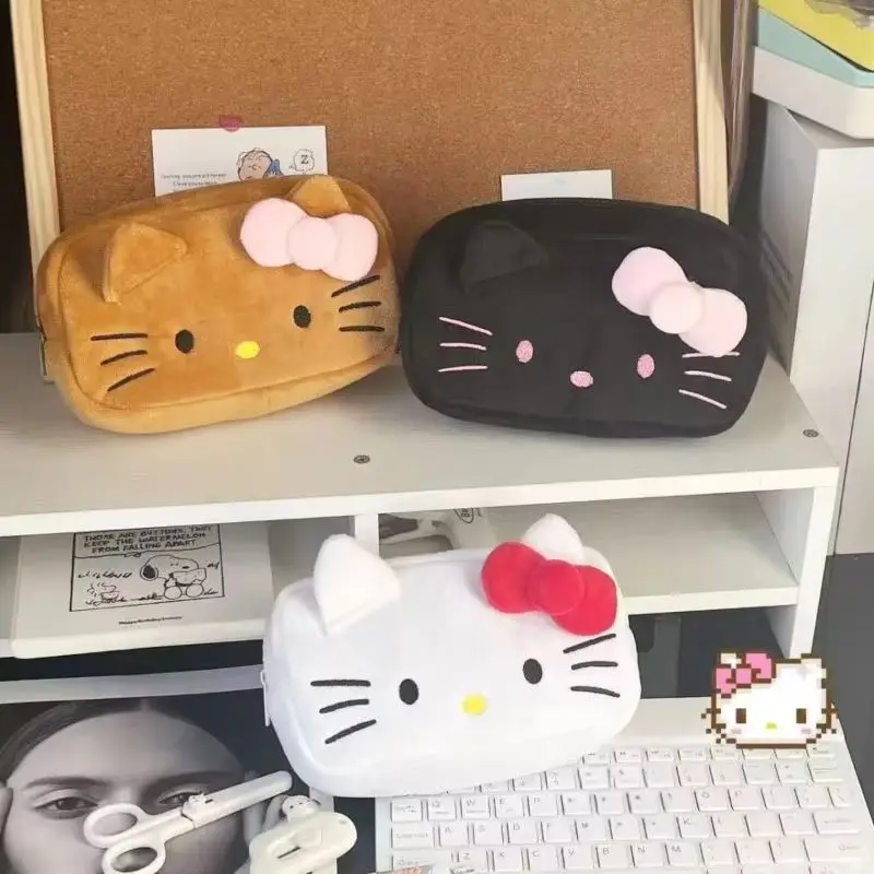 

Cute Kitty Plush Creative Three-Dimensional Cosmetic Cartoon Large Capacity High-End Plush Storage Stationery Bag Storage Bag