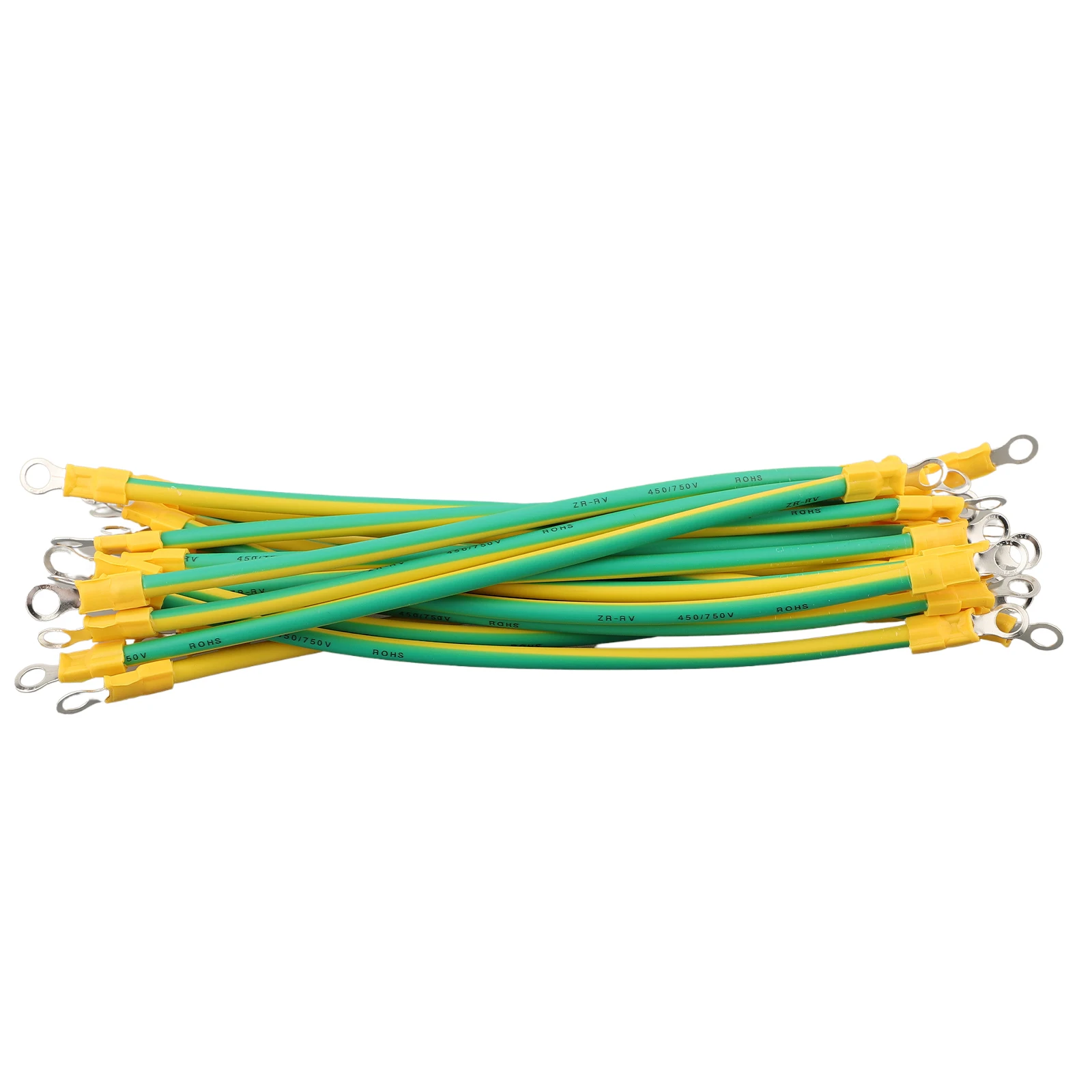 20PCS Flexible Copper Ground Cable with Terminals for Solar PV Systems 10/12/14 AWG Yellow Green Solar Ground Wire