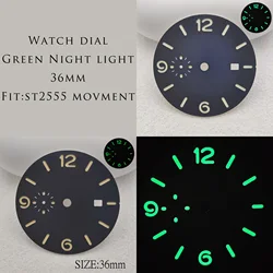 36mm watch dial green Luminous Replacement watch accessory fits ST2555 automatic movements Logo/name customization