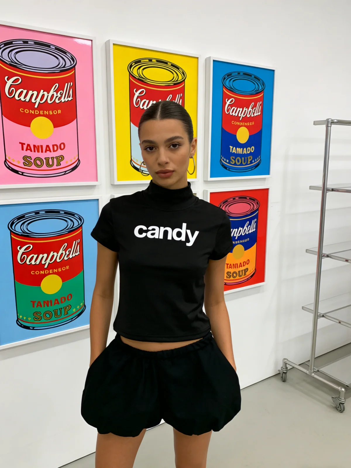 

Summer Sexy Retro Letter Print Fashion Street Style Semi-High Neck Slim Fit T-Shirt Set with Exposed Navel Trendy Casual Outfit