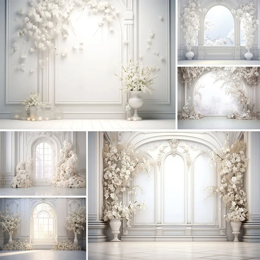 Avezano Elegant White Room Backdrop Wedding Maternity Portrait Photo Background Photography Photobooth Photozone Photocall Props