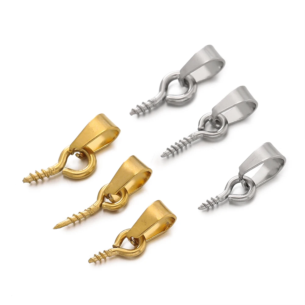 20 قطعة/الوحدة الفولاذ المقاوم للصدأ المسمار العين دبابيس الكفالة العلوي حفر الخرز قلادة موصلات DIY بها بنفسك صنع المجوهرات