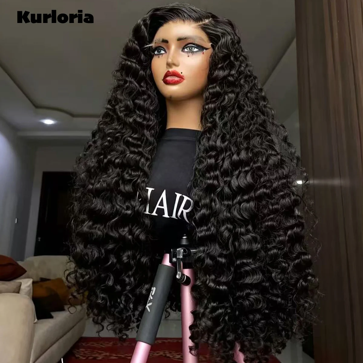 400 Density Deep Wave 13x6 13x4 HD Transparent Lace Frontal Glueless Wig Natural Black 100% Human Hair Wear and Go Glueless Wigs