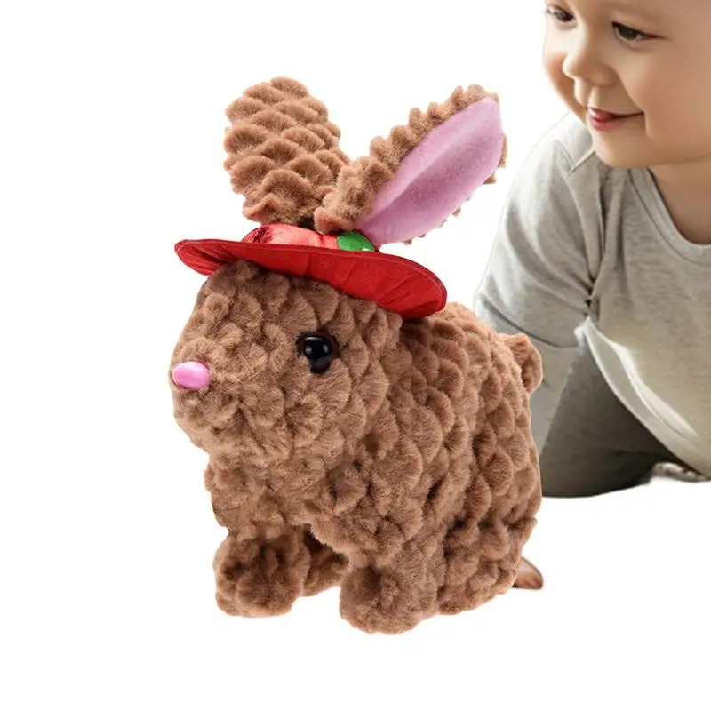 

Moving Bunny Stuffed Animal Simulated Interactive Electronic Cashmere Rabbit With Hat Walking And Shaking Ears Sounds Easter