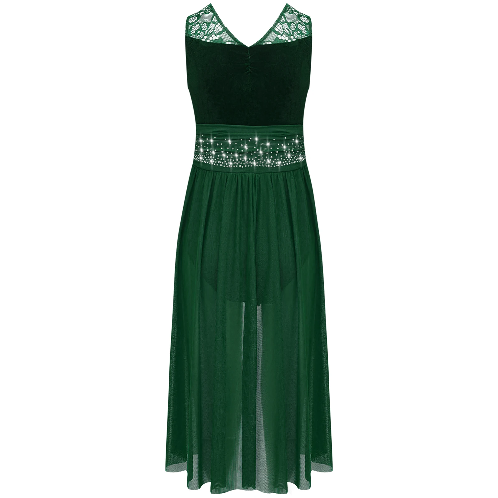 الفتيات الحديثة فستان رقص الباليه الغنائي الشكل التزلج الجمباز الإيقاعي أداء زي لامعة حجر الراين الدانتيل شبكة يوتار