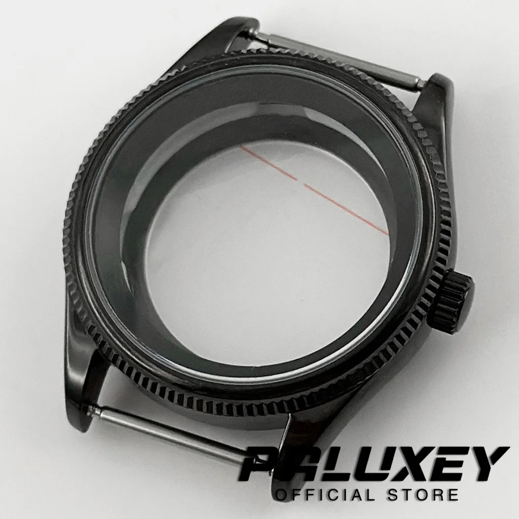 PVD 블랙 39mm 사파이어 크리스탈 시계 케이스 NH34 NH35 NH36 NH38 무브먼트 시계 NH35 부품 28.5mm 다이얼 모드 챕터 링 포함