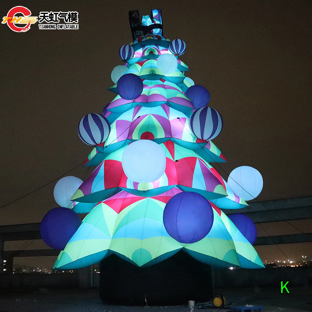 Fast Shipping 33ft High Inflatable Christmas Tree LED Lighting Xmas Tree Inflatable Ornament for Christmas Party Decoration