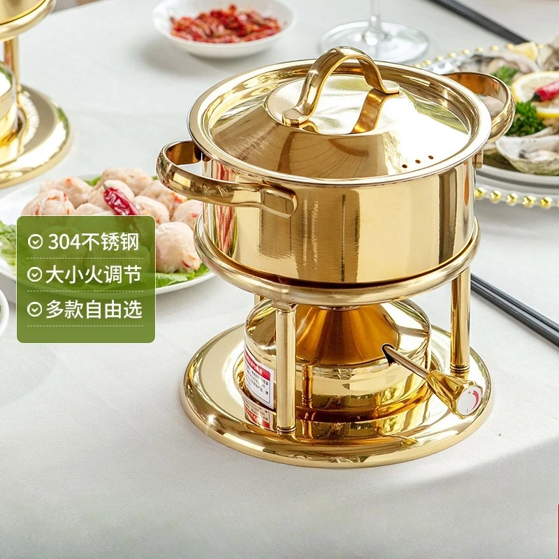 Commercial Swiss 304 stainless steel single small hot pot, one person and one pot special inflatable gas stove