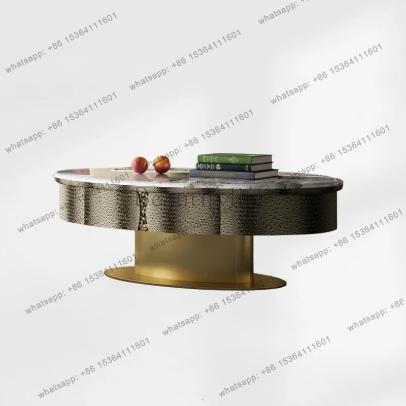 YJ Premium light luxury coffee table living room custom Italian mansion large flat floor fashionable marble oval tea machine ta