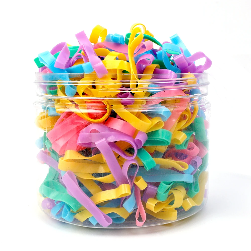 500Pcs/box Colorful Thick Disposable Hair Bands Scrunchie Girls Elastic Rubber Band Ponytail Holder Hair Accessories Hair Ties