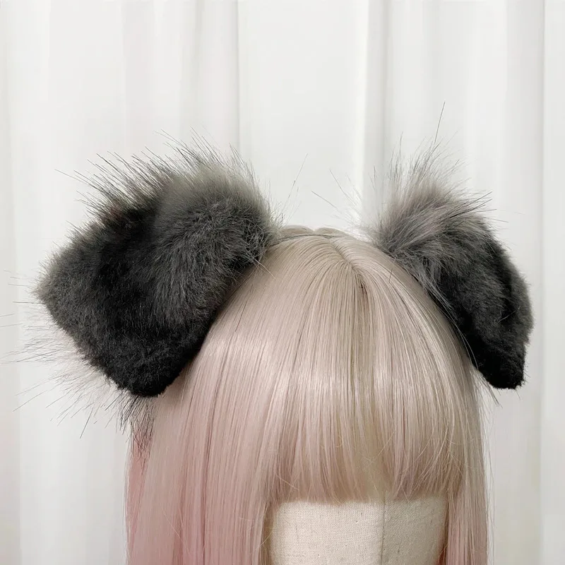 New Handmade Work Black Brown Collie Dog Ears Fold Style Hairhoop Hairbands Headband Headwear Cosplay Costume Accessories