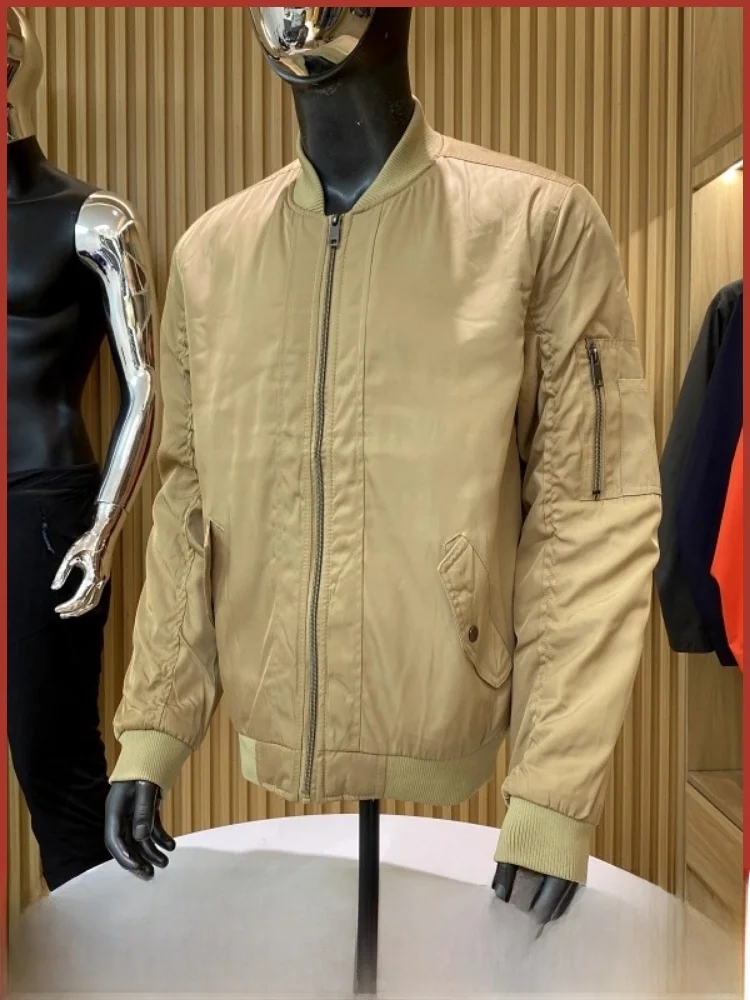 

Faionable цвета хаки из смеси хлопка на молнии для мужчин, теплый повседневный бейсбольный костюм для пар, одинаковые длинные свеки, полиэфирная наполнитель