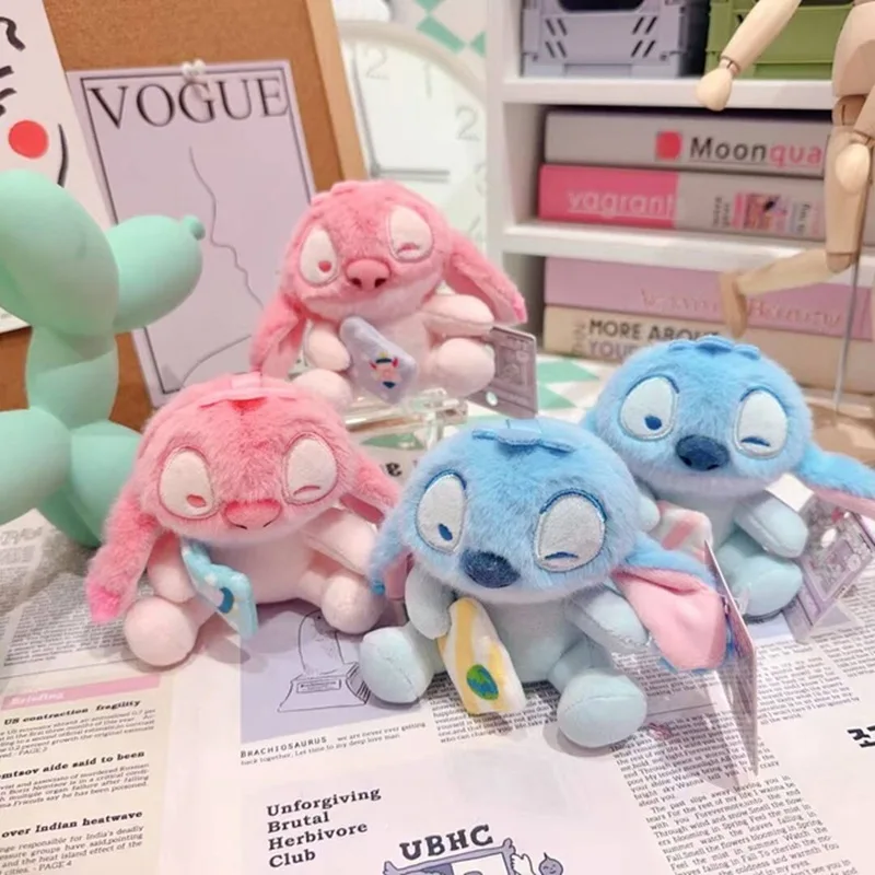 

11cm 4pcs Stitch Plush Toy Funny Couple Doll Bag Pendant Cute Doll Machine Keychain Valentine's Day Gift