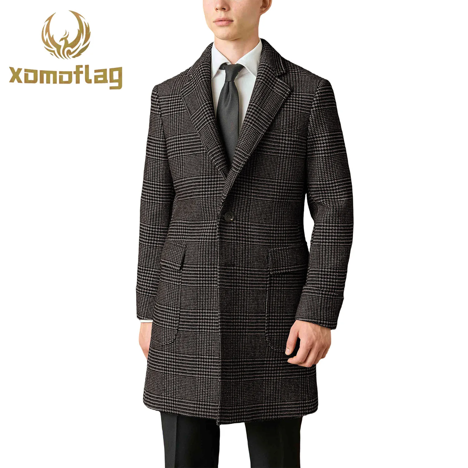 الرجال منقوشة معطف الصوف سترة الخريف الشتاء تويد سميكة خندق معطف مخصص الأعمال الرسمية لباس غير رسمي الحلل #2