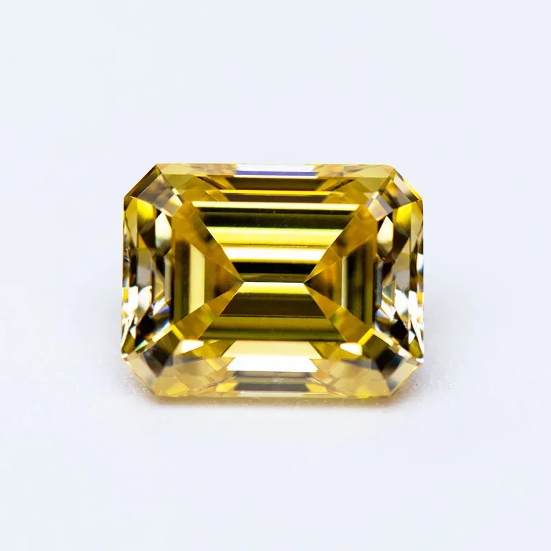 Afbeelding 5: Moissanite Emerald Cut Citroengele kleur Gem Lab Grown Diamond Charms DIY Ring Ketting Oorbellen Materialen met certificaat