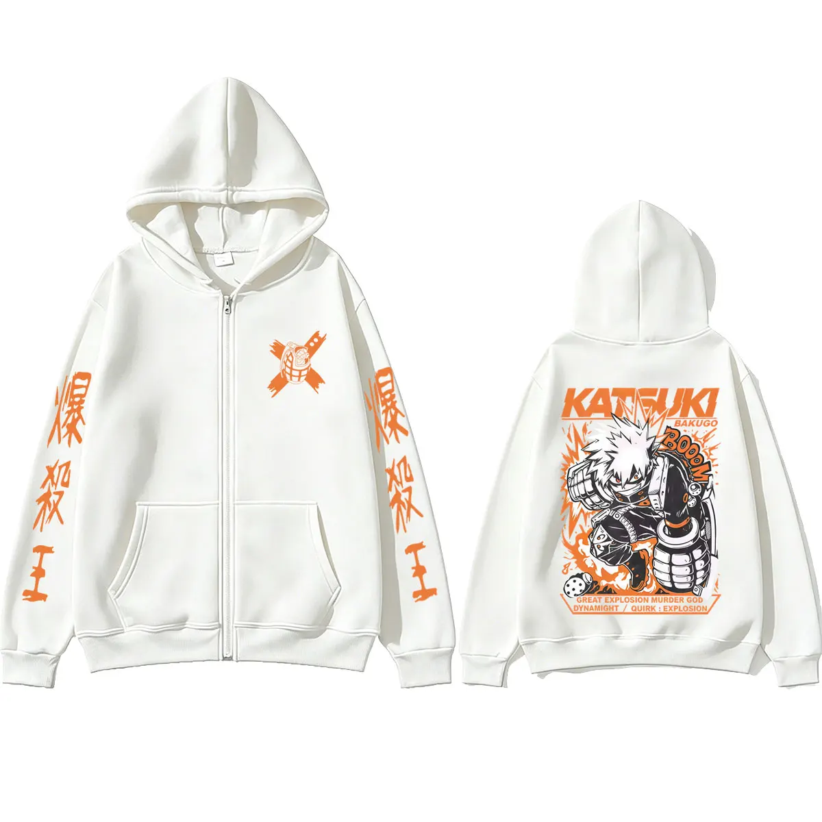 Anime My Hero Academia Bakugou Katsuki Reißverschluss-Hoodie für Männer und Frauen Lässige Übergroße Zip-Up-Jacke Mantel Herren Cartoon Harajuku Hoodies – Detail 7