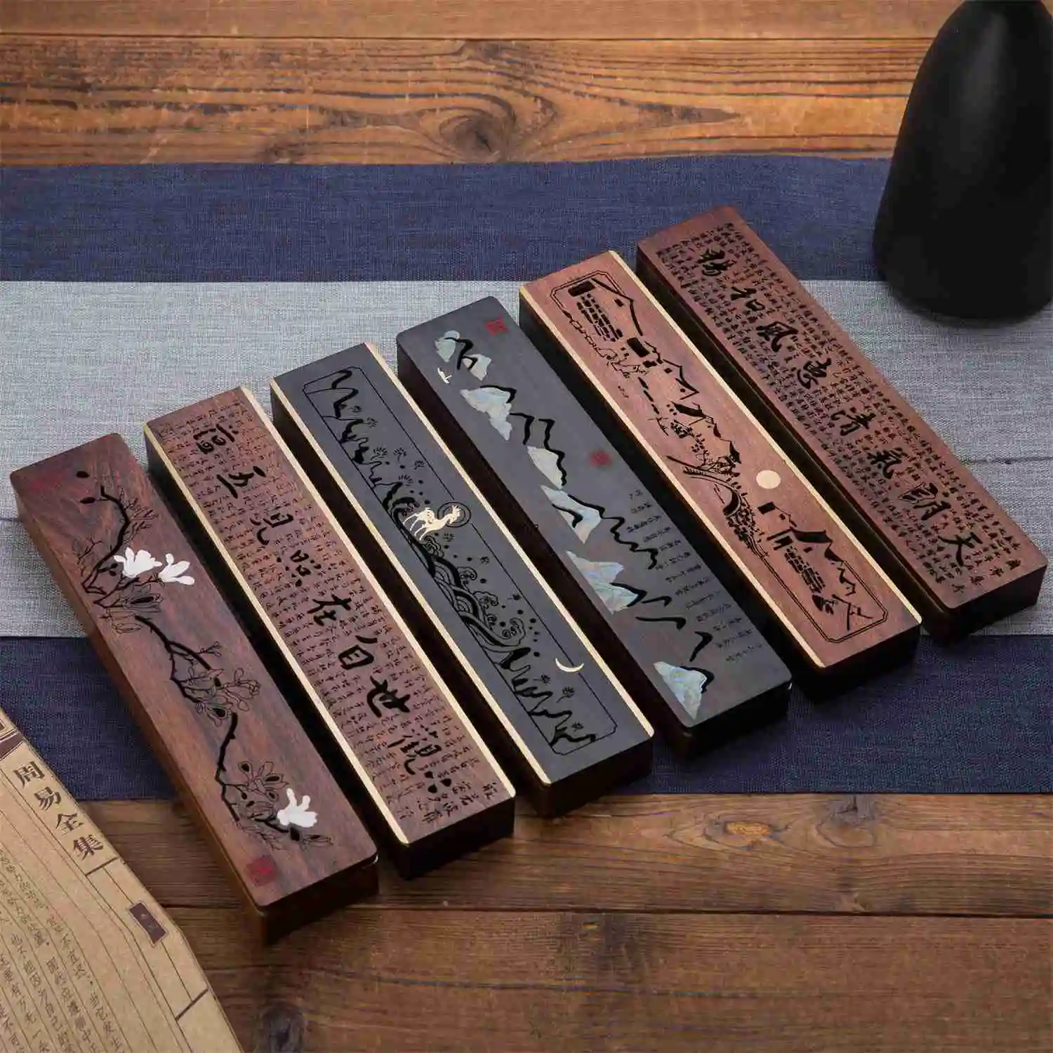 

Wooden bed incense burner, cultural and creative Chinese style Zen ornaments, household incense sticks, solid wood creative
