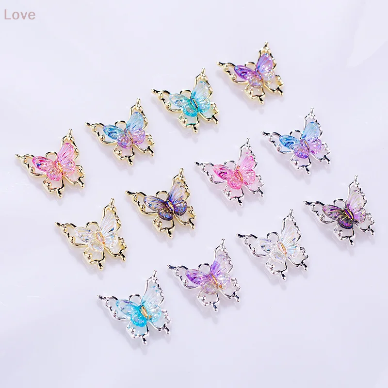 [L & P] 5 قطعة فراشة الروح مسمار الفن سحر ثلاثية الأبعاد التدرج كريستال واضح مشع فراشة مسمار الديكور لتقوم بها بنفسك لطيف مسمار الملحقات