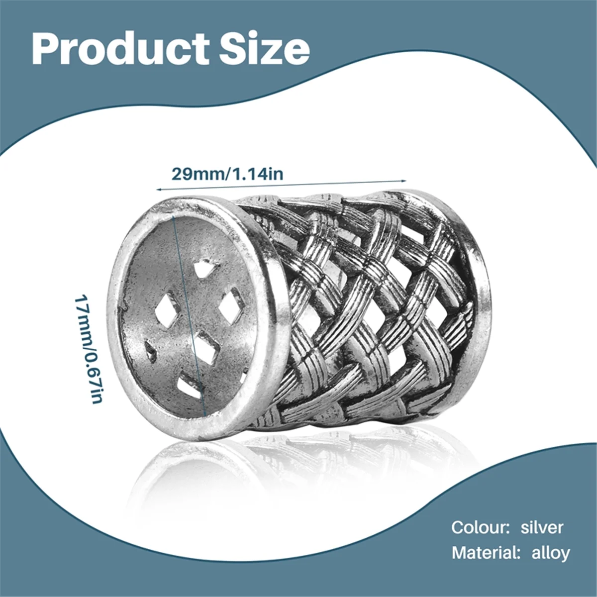 ABQR Vintage Bronzo Antico Treccia di Capelli Barba Dreadlock Perline Anelli Tubo Runa Vichinga Ciondolo con Fascino per Gioielli Collana Fai da Te