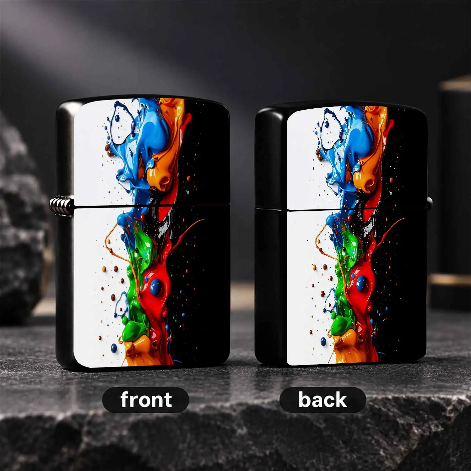 Creative Glossy Splashing Paint Lighter, Artistic Colorful Fluid Design Portable Ignition Tool, Sleek Lightweight All-Scenario Daily Use Accessory, Ideal Gift Choice For Home Outdoor Travel Gathering A Humorous And Interesting Lighter