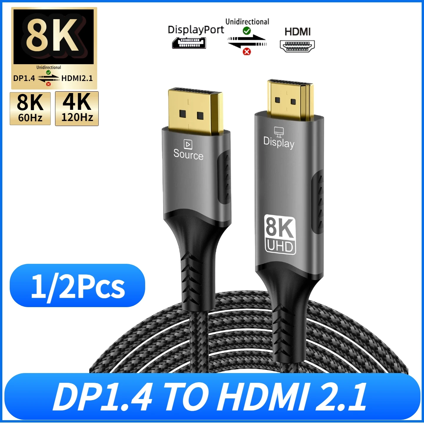 1/2Pcs 8K@60Hz Disp… - image