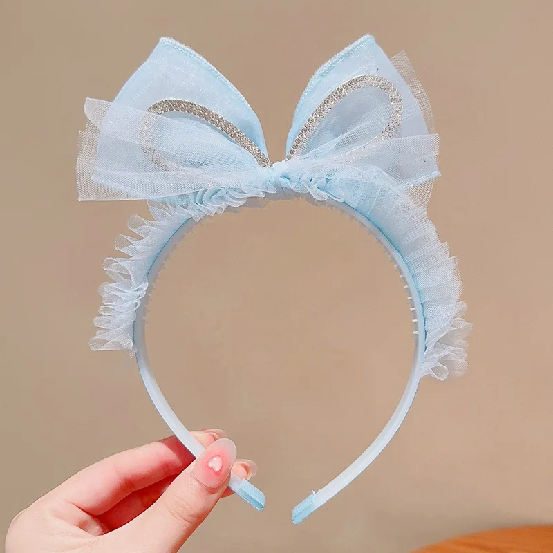 Girl Princess Korea Crown Headband Yarn Veil Kids Bow Flower Hairbands Children Party Head Band Wedding Jewelry Accessiories