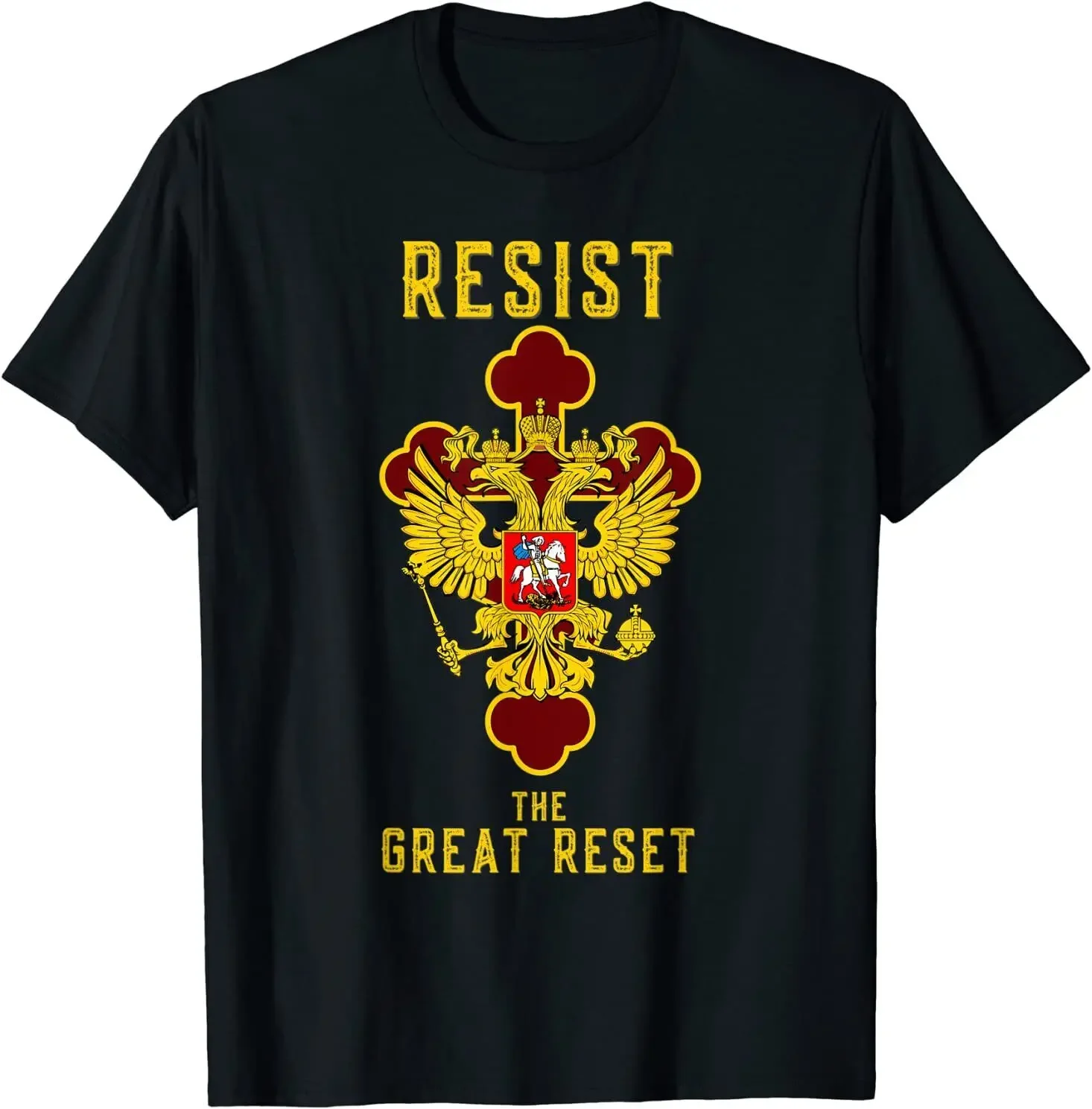 

Russia Resist Russian Double-headed Eagle Orthodox Cross T-Shirt 100% Cotton O-Neck Short Sleeve Casual Mens T-shirt Size S-3XL