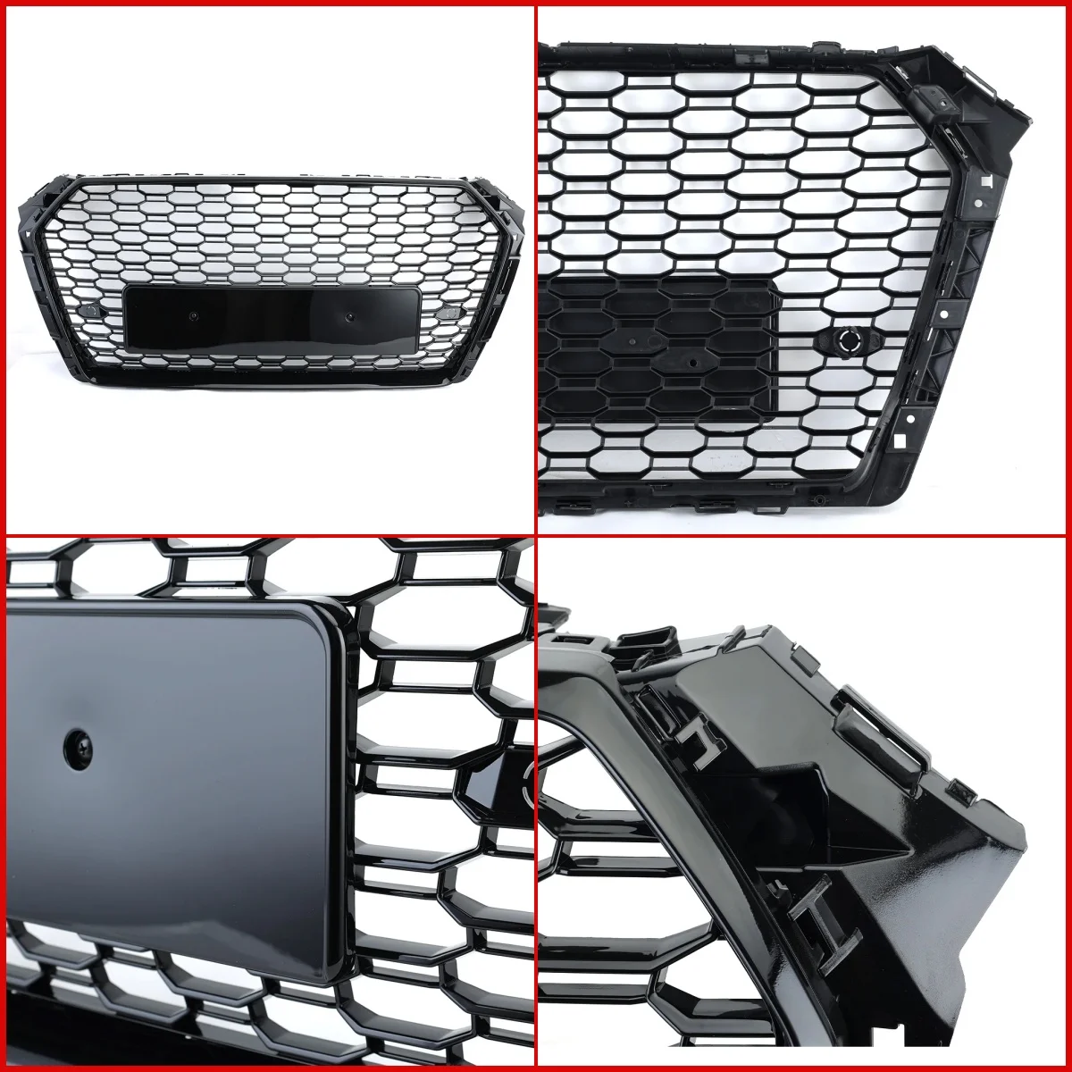 Front Bumper Racing Grills for Audi A4 Avant S4 S-line B9 2017 -2019 EU Version Honeycomb Grills Car Accessories Mesh Hex Grille