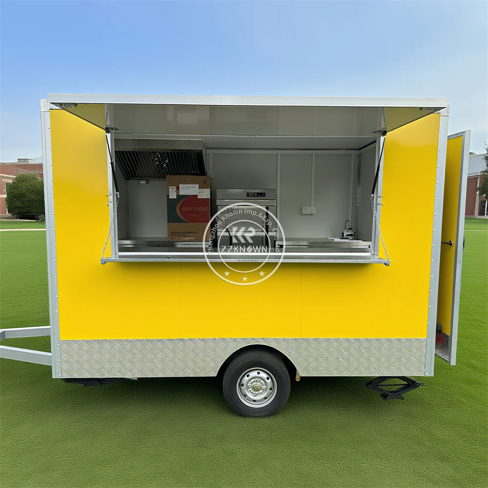 

Custom Stainless Steel Snack Food Truck Fully Equipped Street Mobile Fast Food Trailer With Full Kitchen Equipments