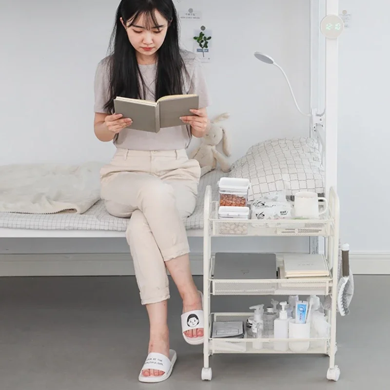 Portable Snack Rack on Wheels-Essential Dormitory Mobile Trolley Ins Style for Female Dormitory Convenience