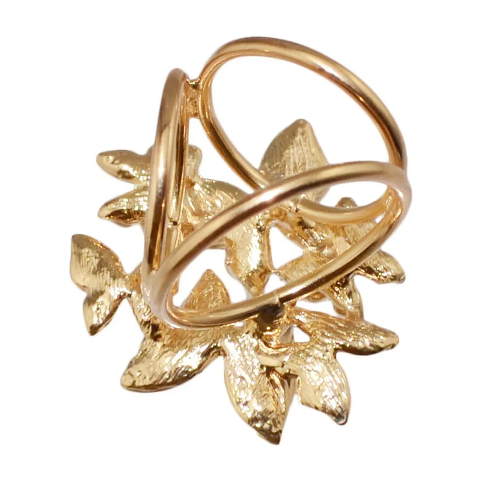 FZFZ Klip Gesper Syal Sutra Cincin Syal Kupu-kupu 3 Cincin Elegan (Emas)