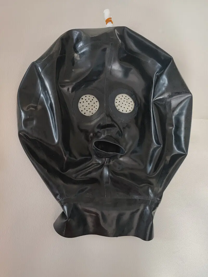 Latex Rubber Gummi Cosplay Maske fashion Party Hood Black Halloween S-XXL