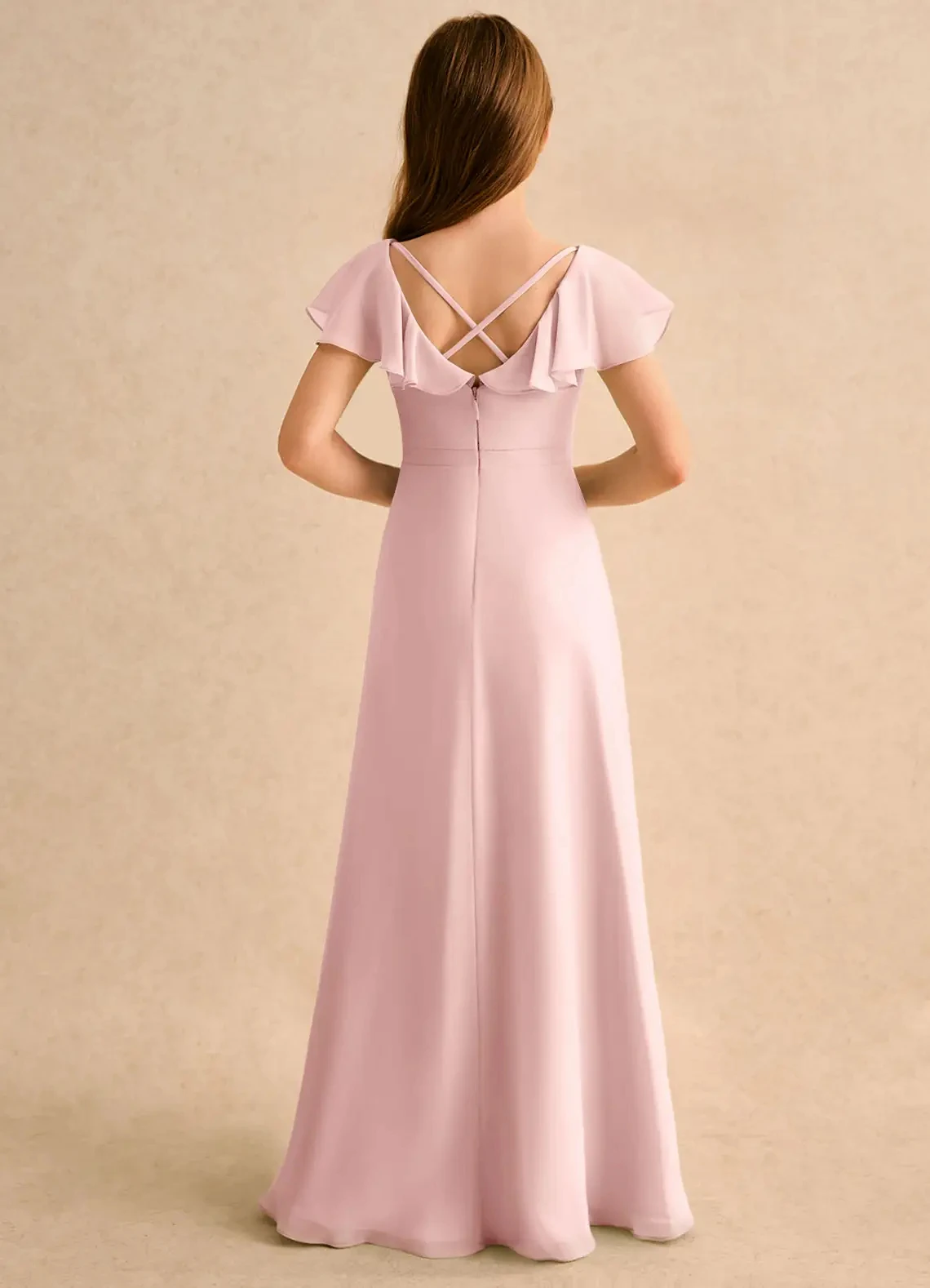 Chiffon Lotus leaf sleeves children's dress piano performance dress, wedding flower girl dress party host princess dress
