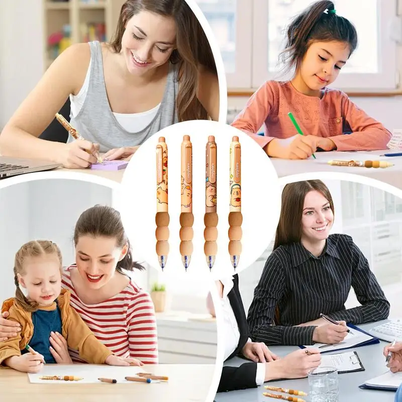 4Pcs Cartoon Cute Capybara Erasable Retractable Pens Cartoon Capybara Erasable Pen Quick-Drying Writing Smooth Neutral Pens