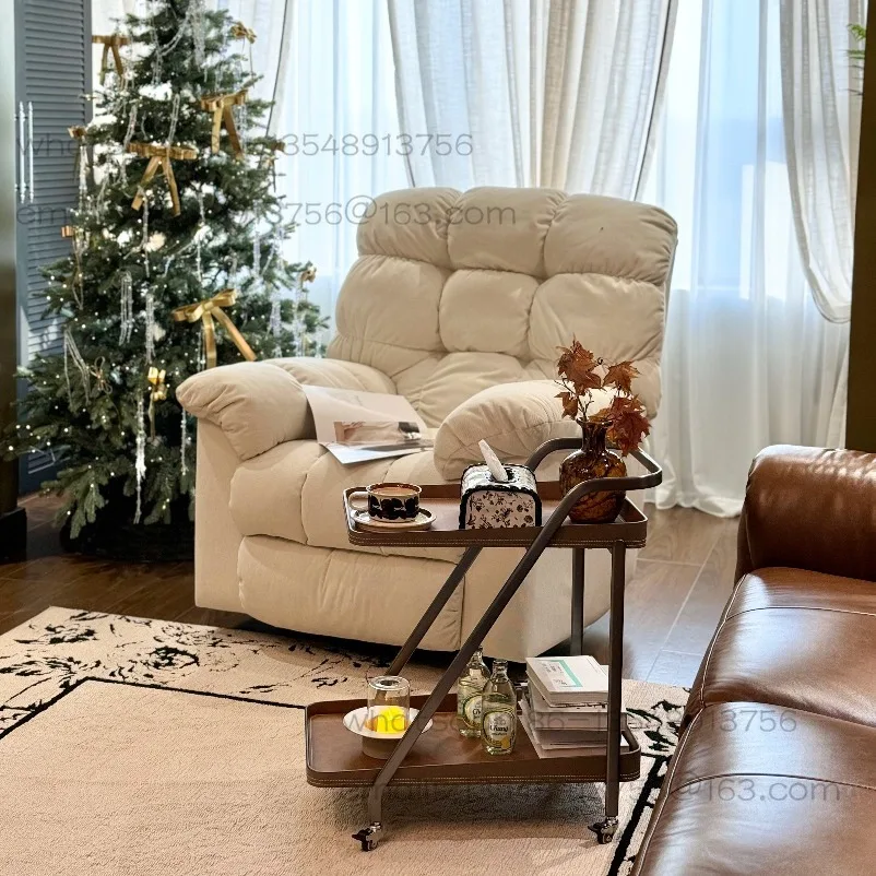 Minimalist trolley sofa edge removable designer high-end saddle leather stainless steel dining car