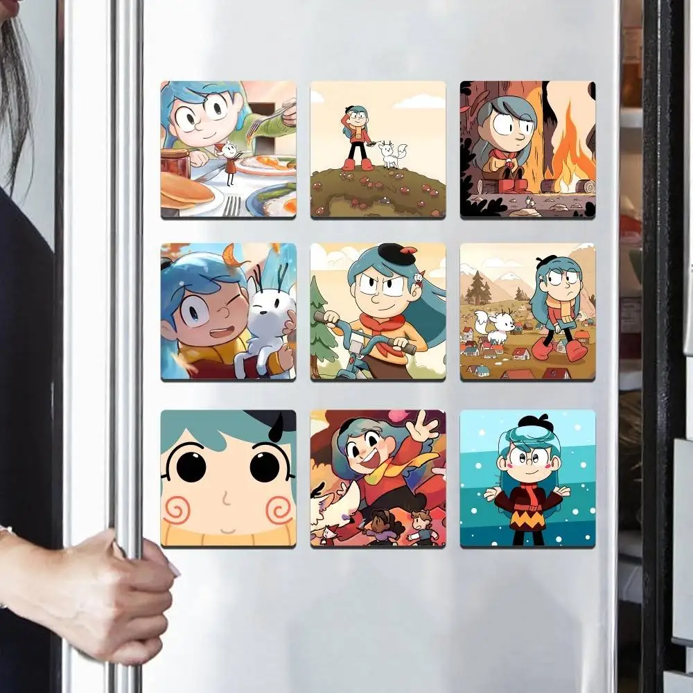 H-Hilda Cartoon Girl Personalized Picture Refrigerator Magnets Square Wedding Favors Magnetic Decoration Craft
